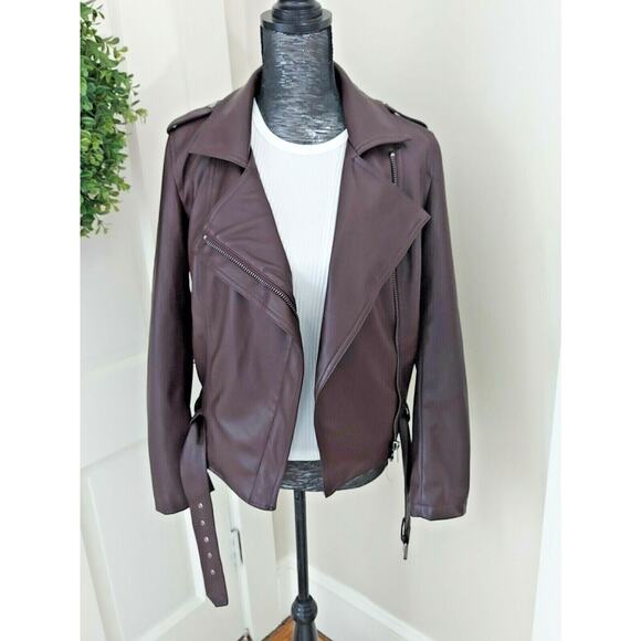 bagatelle Jackets & Blazers - Bagatelle Womens Brown Cropped Moto Faux Leather Jacket Coat Small